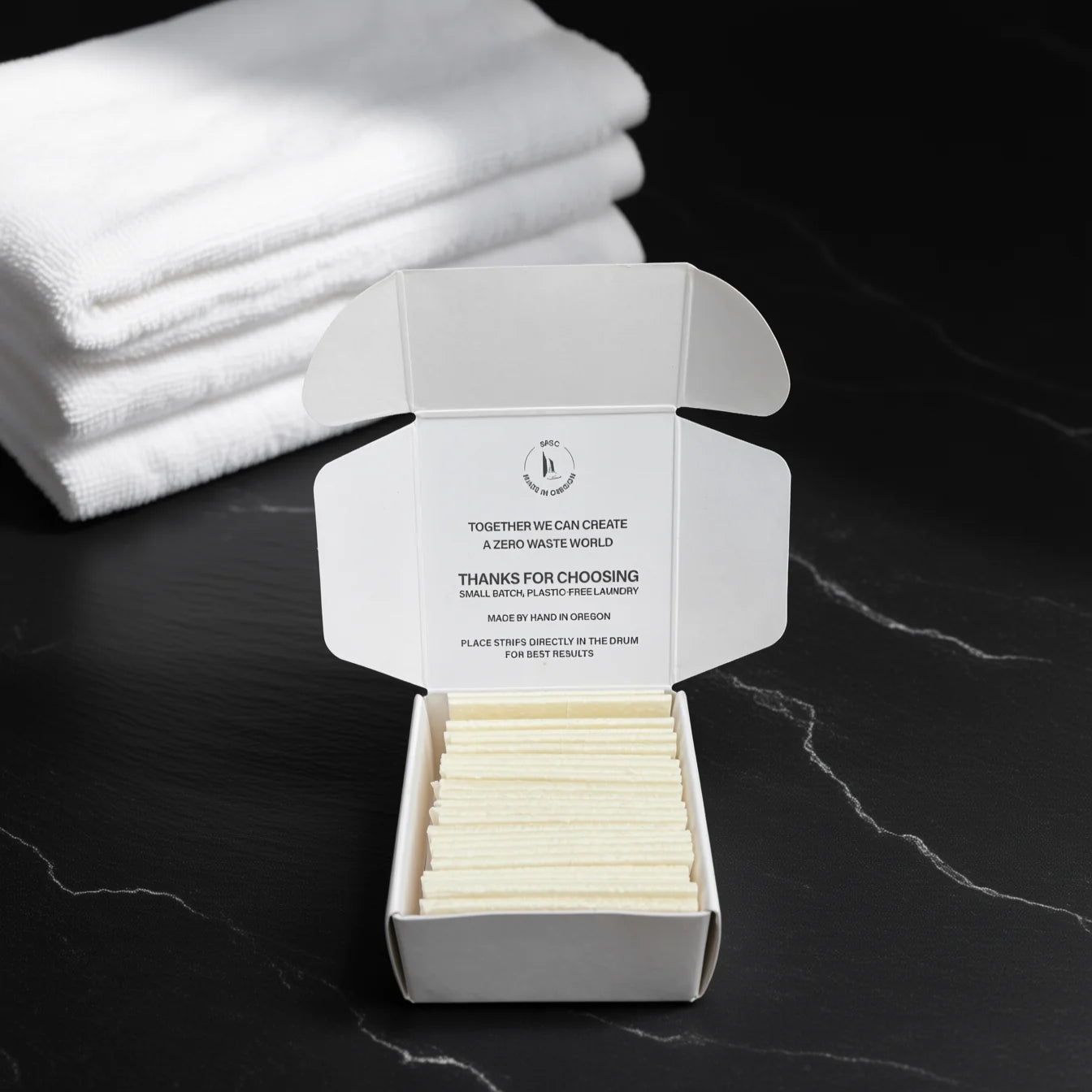 Silver Falls laundry strips box open showing hand-cut strips