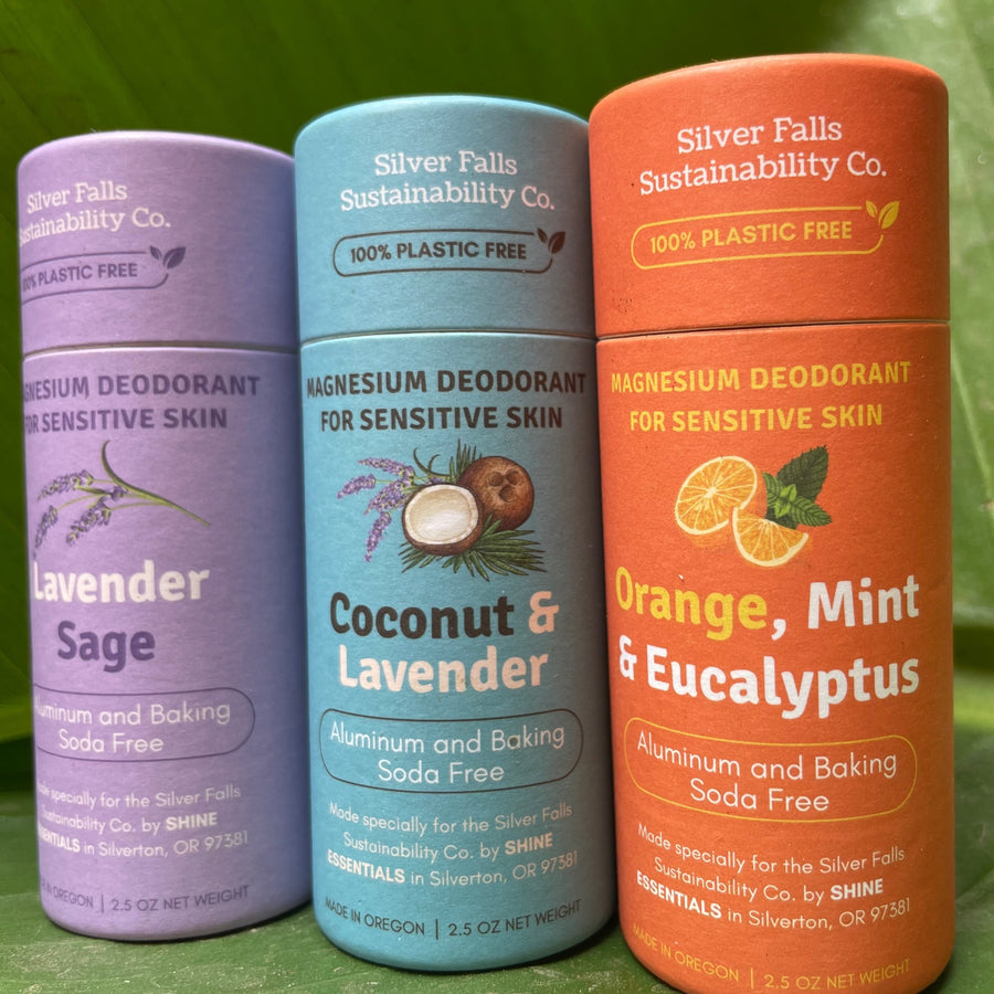 Silver Falls Magnesium Deodorant sensitive formula in Kraftboard tube
