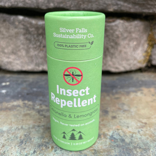 Silver Falls Sustainability Co. Insect Repellent bar in compostable tube outdoors