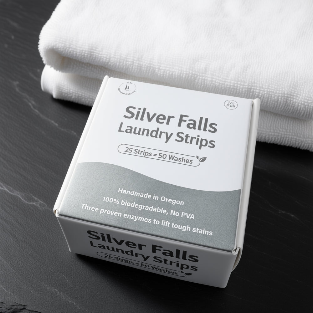 Silver Falls laundry strips box close-up